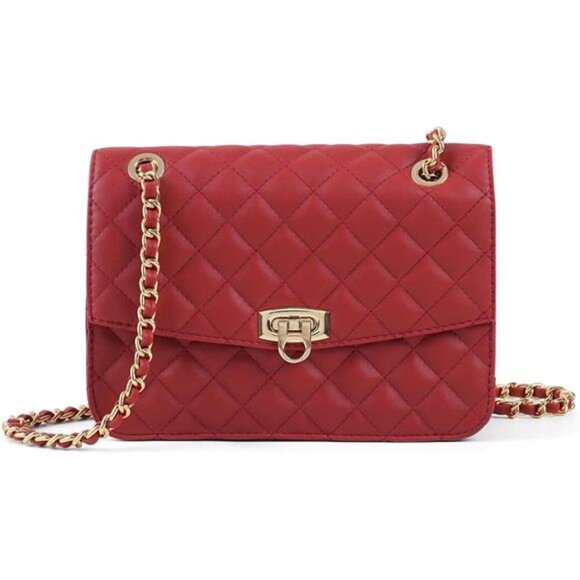 Quilted Crossbody Bags For Women, Red - Picture 1 of 6